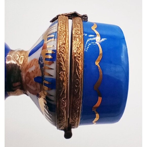 Vintage Limoges Trinket Box Table Lamp Sailboat Porcelain 90s France Signed Flaw - Picture 14 of 16